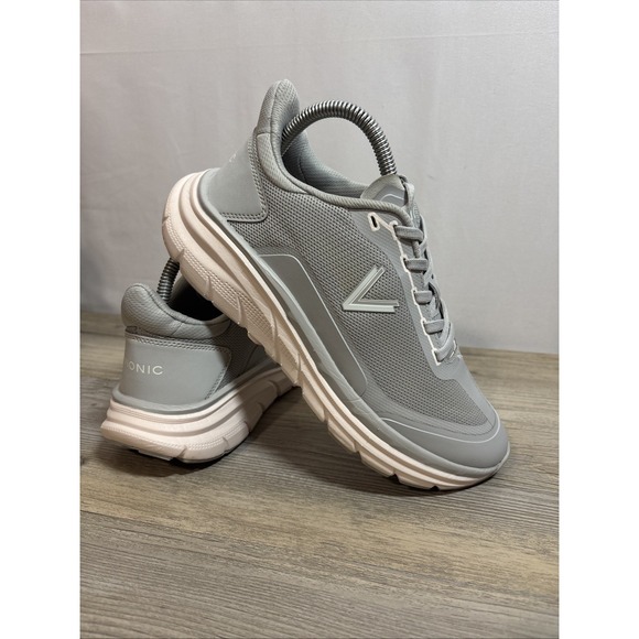 Vionic Women's 7.5 Wide Walk Max Gray White Water Repellent Walk Run Sneaker - Picture 1 of 11